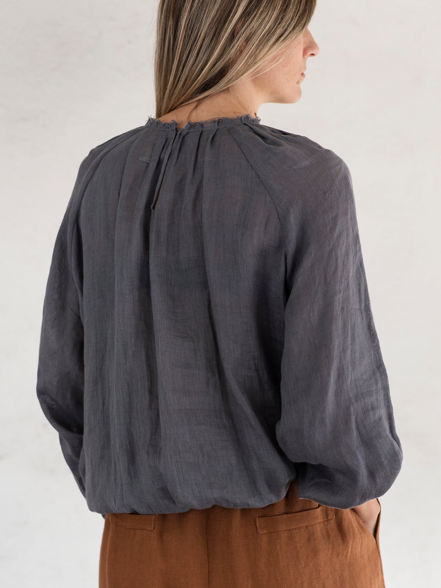 Raw Neck Muslin Top