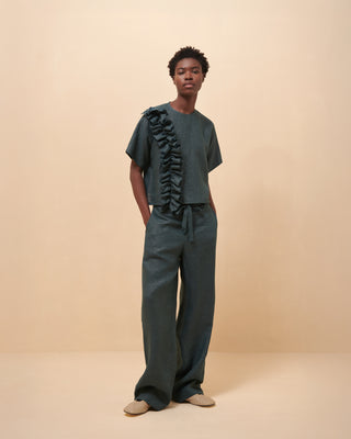 Look 5 Frill Top +  Twill Pant Dome