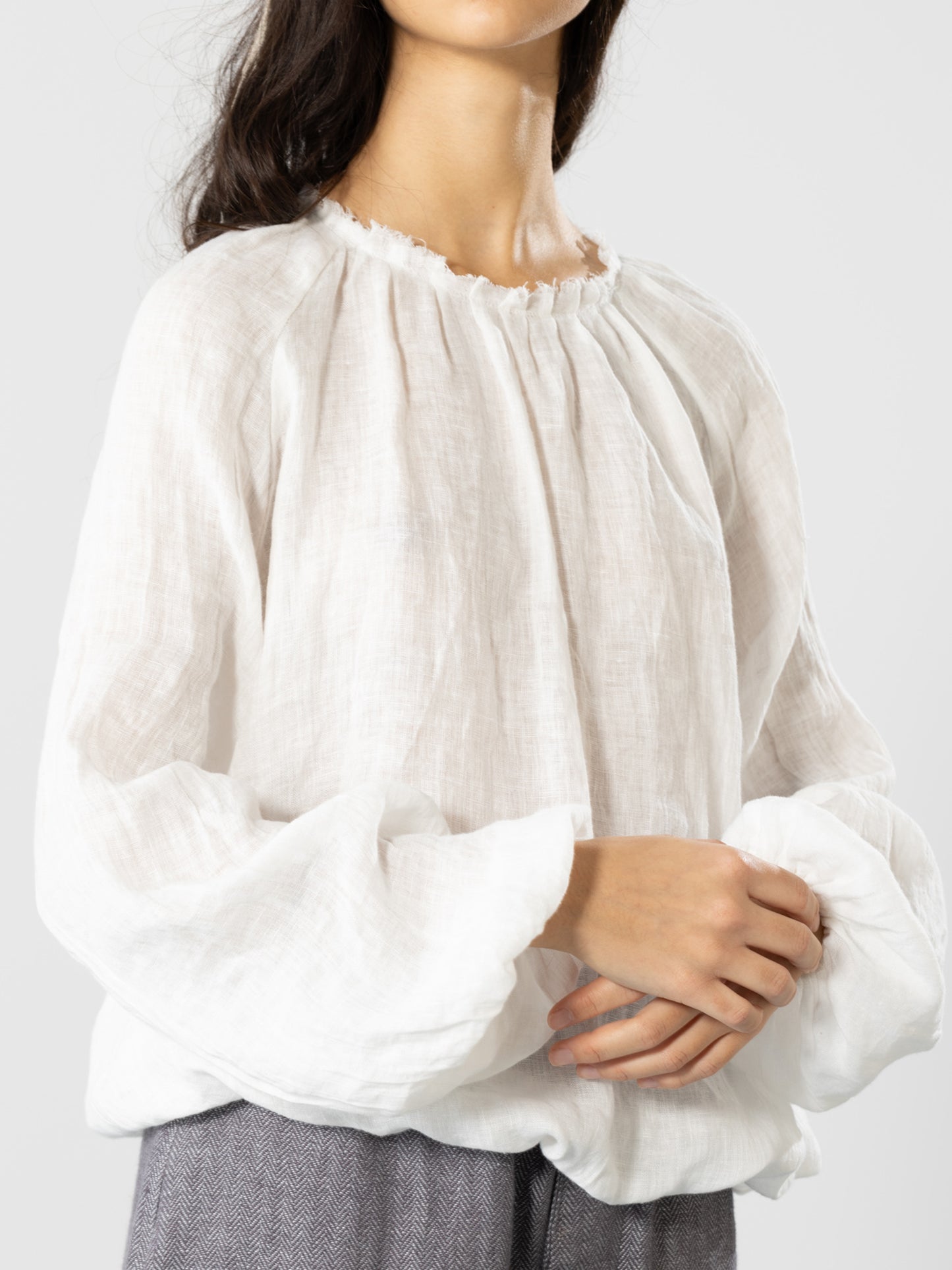 Raw Neck Muslin Top