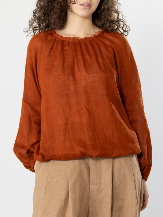 Raw Neck Muslin Top